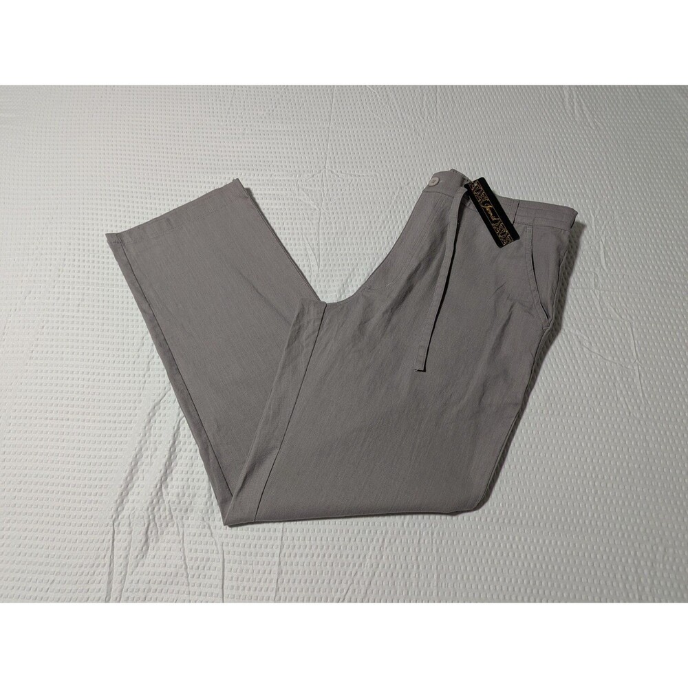 Janmid Gray Linen/Cotton Blend Pants (Large) Elastic Waistband - New!